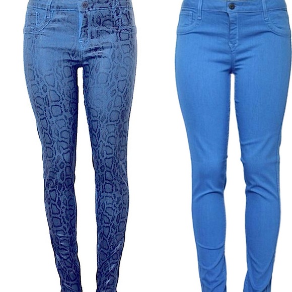 Bleulab Reversible Detour Leggings Blue Reptile Snake Print Coated Jeans 27 NWT - Picture 1 of 10